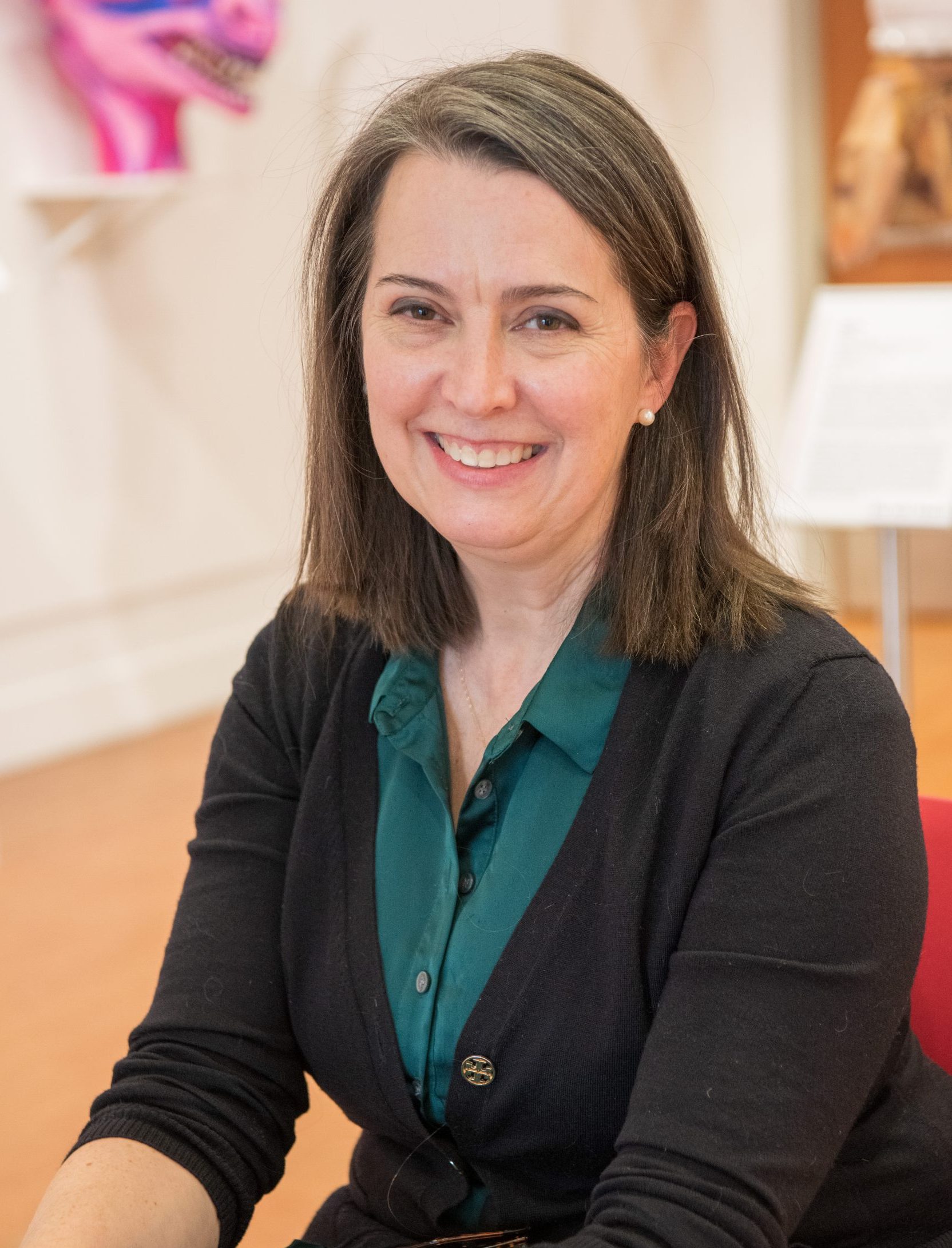 Anne D'Alleva, interim provost of the University of Connecticut, at the Ballard Institute and Museum of Puppetry on Dec. 13, 2021. (Daniel Buttrey/UConn Photo)